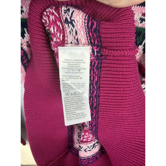 J. Crew Fair Isle Crew Neck Sweater Sz XS Pink Blue White Green All Over Striped - Picture 7 of 9